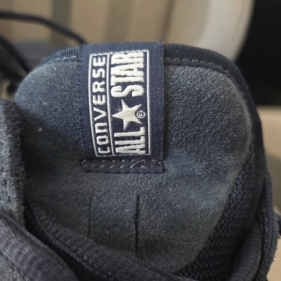 Converse All Star Men’s 9.5 Blue Suede Leather Sneakers Low Top Chevron - Picture 5 of 8